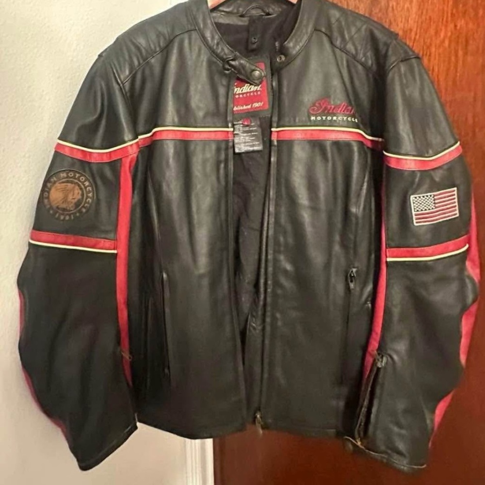 Indian motorcycle Black and Red Leather Jacket